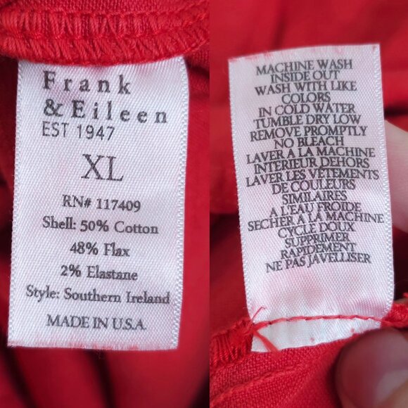 Frank & Eileen Southern Ireland Utility Dress Double Decker Red Linen Size XL - Picture 8 of 10